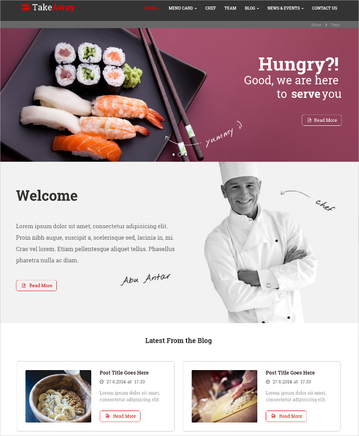 restaurant online food ordering delivery website template