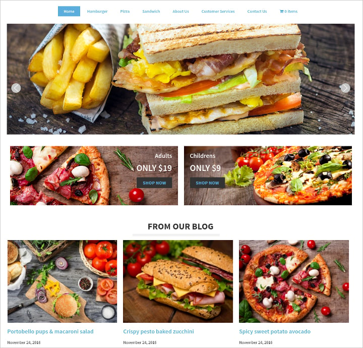 fast food online food ordering delivery website template