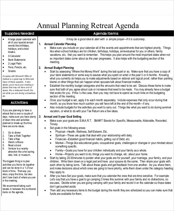 annual planning agenda