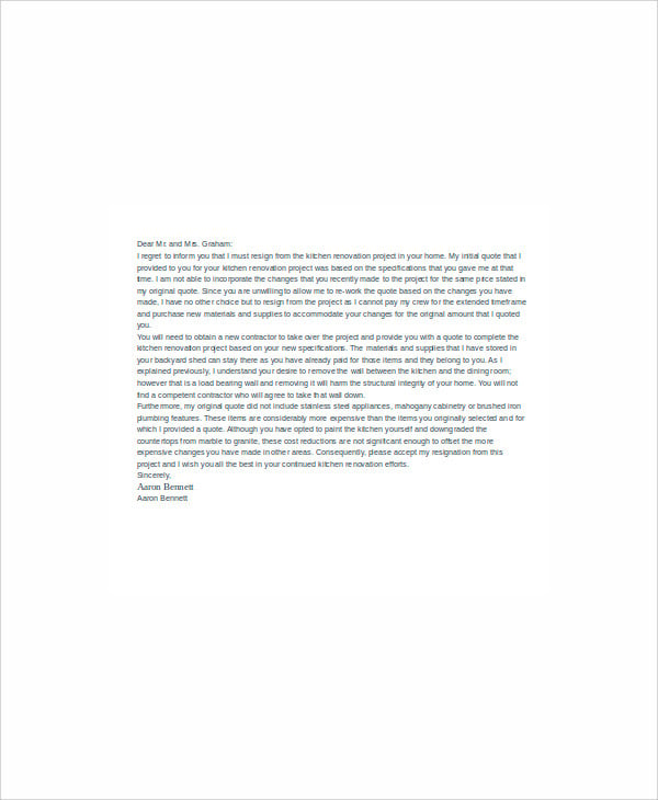 independent contractor resignation letter example1