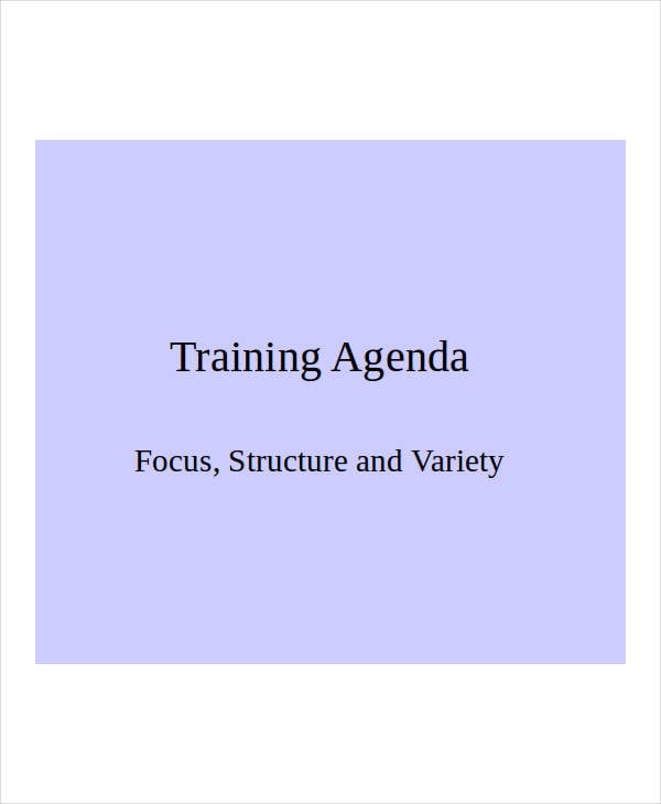 sample training agenda