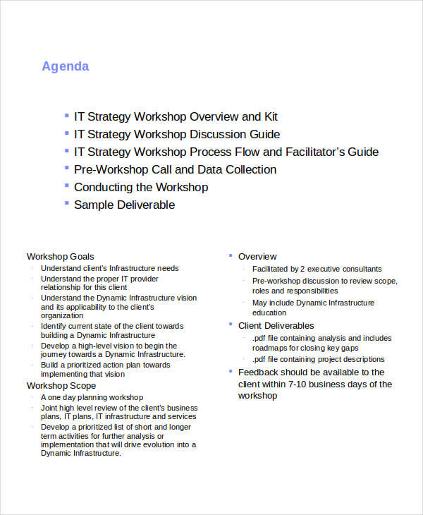 strategy workshop agenda