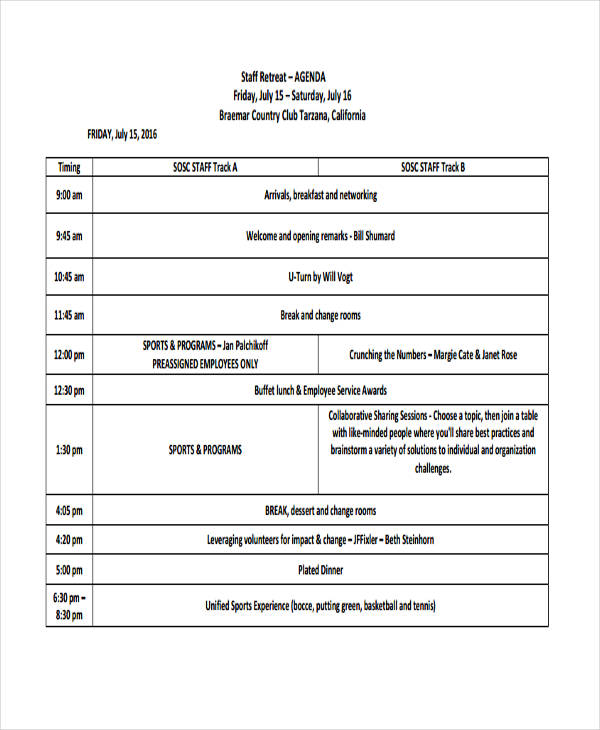 Team Retreat Agenda Template