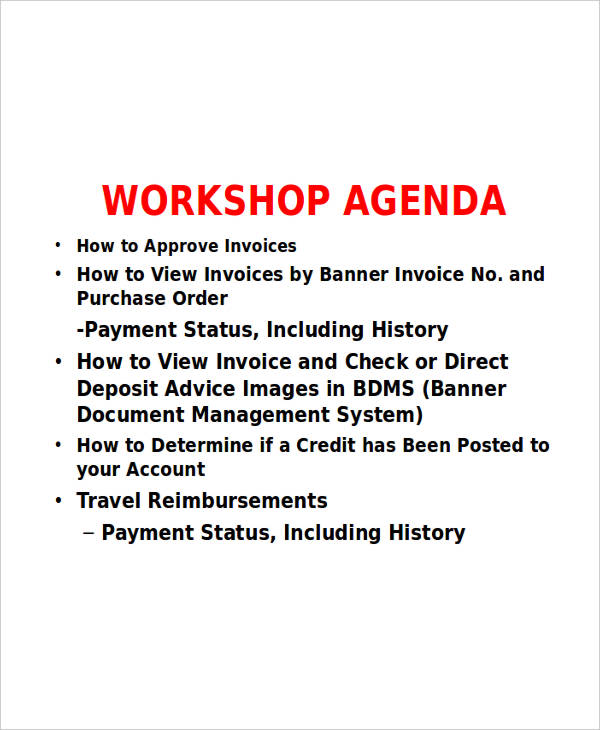 training workshop agenda