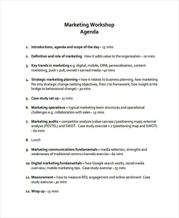 marketing team agenda template