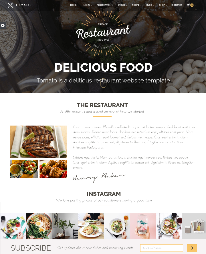 restaurant food recipes website theme