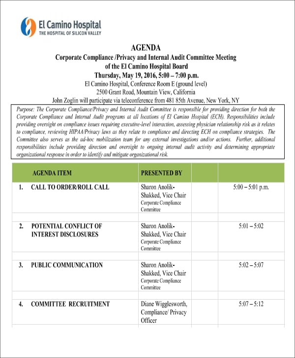 corporate meeting agenda format3