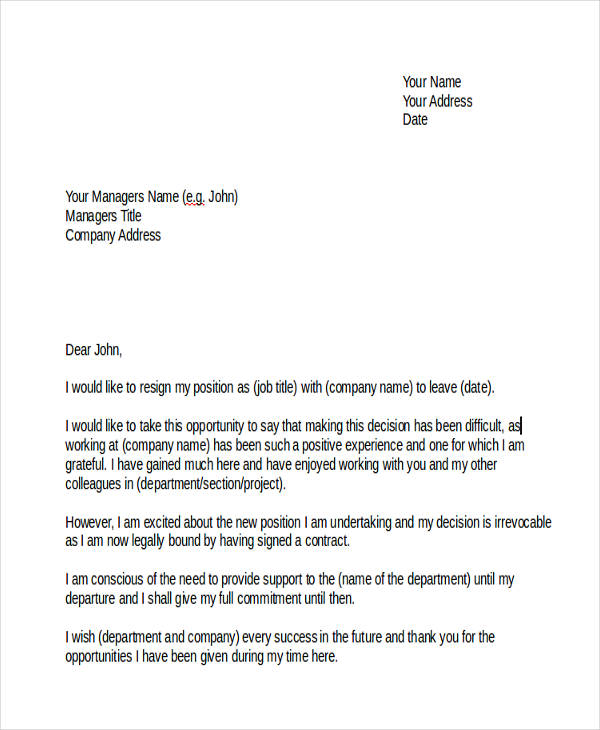 28+ Resignation Letter Templates and Examples