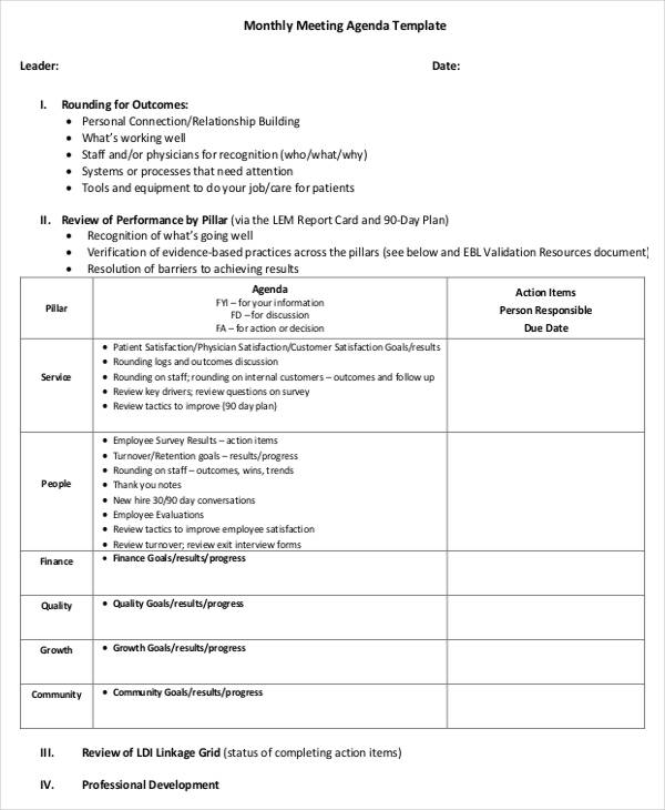 Monthly Safety Meeting Template