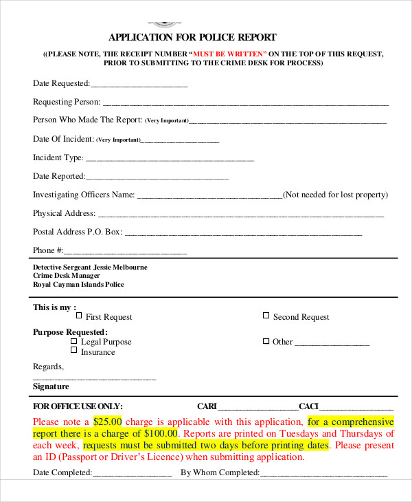 police report application