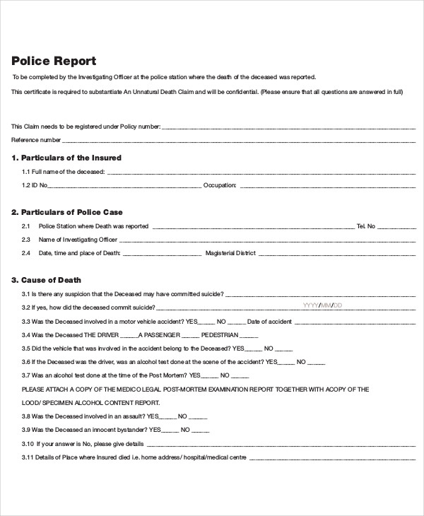 Police Report Template Download Classles Democracy