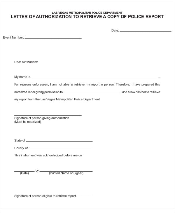 police report acknowledgement letter