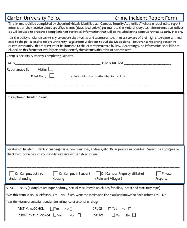police crime report form