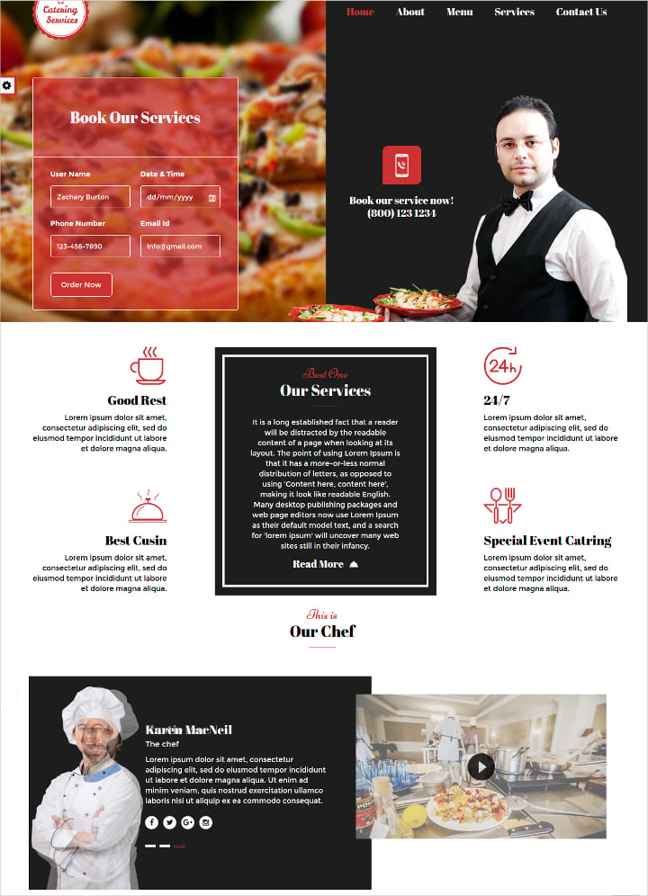 responsive catering services website template