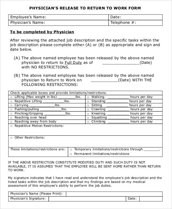 41 Work Restrictions Letter From Doctor Sample GarvenHosum