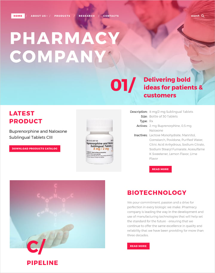 pharma company website template