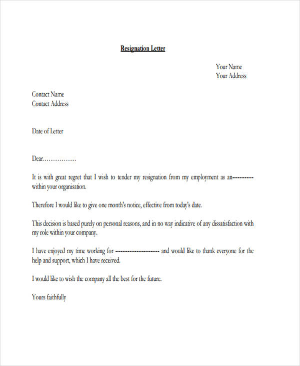 resignation letter format with request for experience certificate