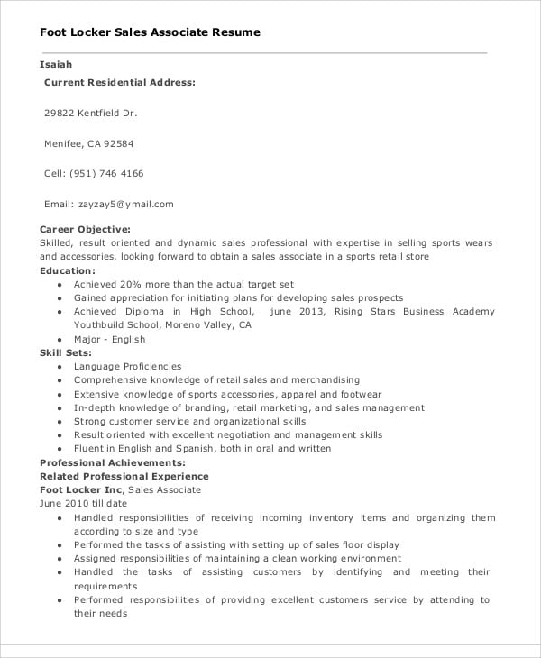 resume templates for sales professionals