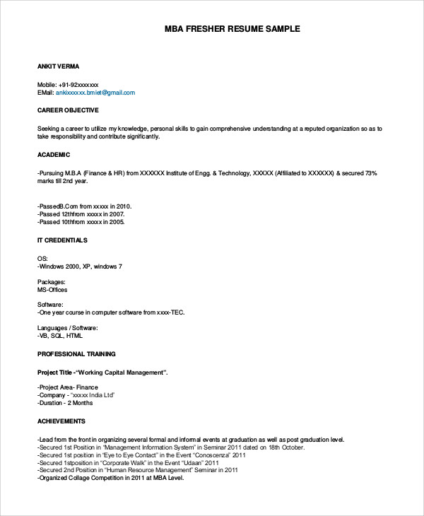 21 Fresher Resume Templates PDF DOC