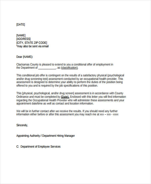 job appointment letter for new employee