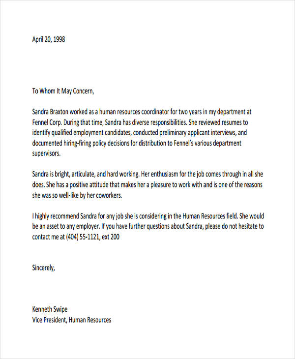 54+ Recommendation Letter Example Templates