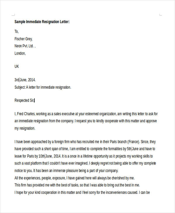 42+ Sample Resignation Letter Template