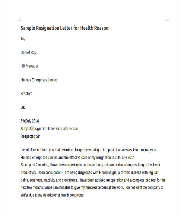 best sample resignation with reason