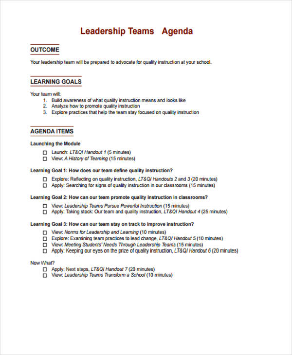 Leadership Team Meeting Agenda Template Fellow App Riset