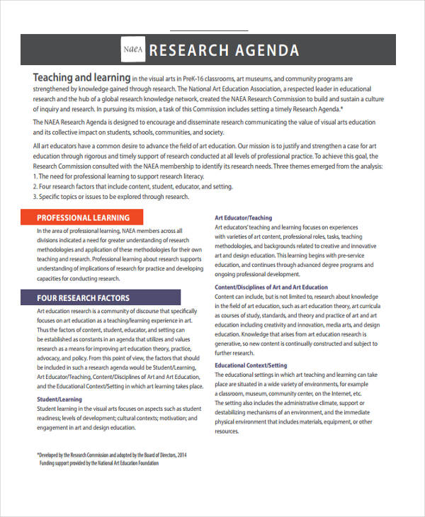 research agenda in education