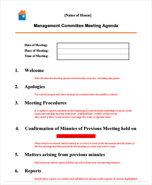 management meeting agenda