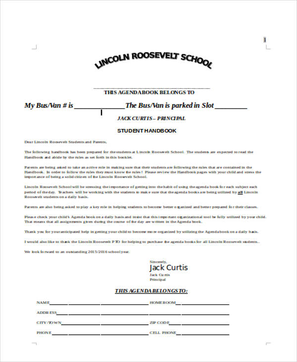 student agenda template in word