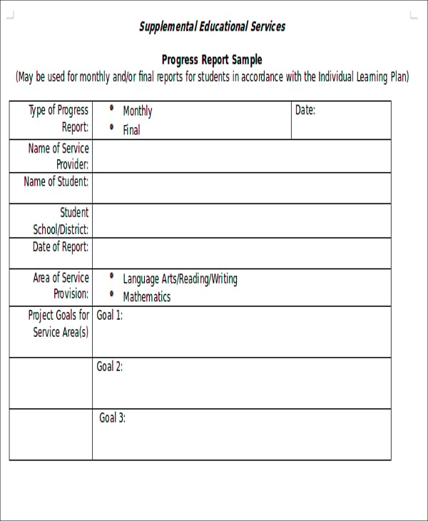 Student Progress Report Template Word HQ Printable Documents