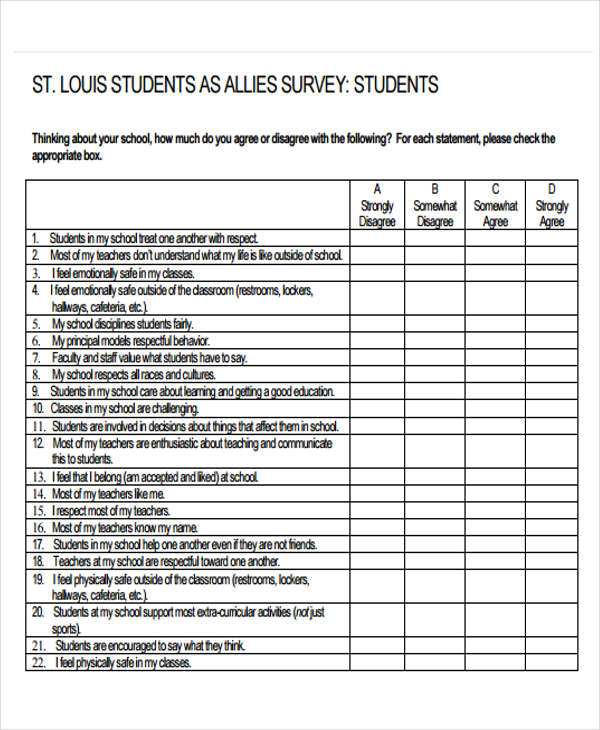 student survey example