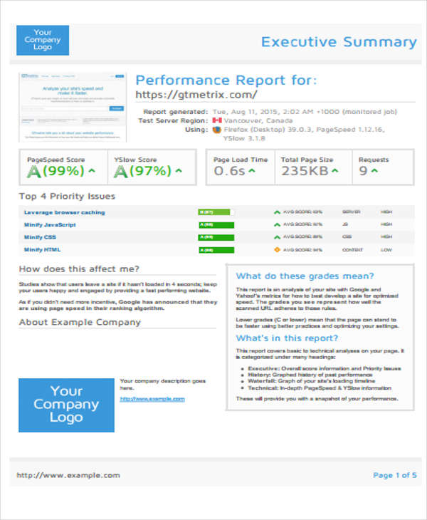 company performance report