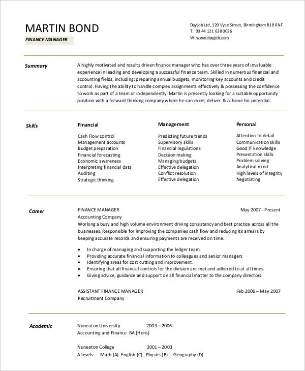 46+ Curriculum Vitae Samples - PDF, DOC