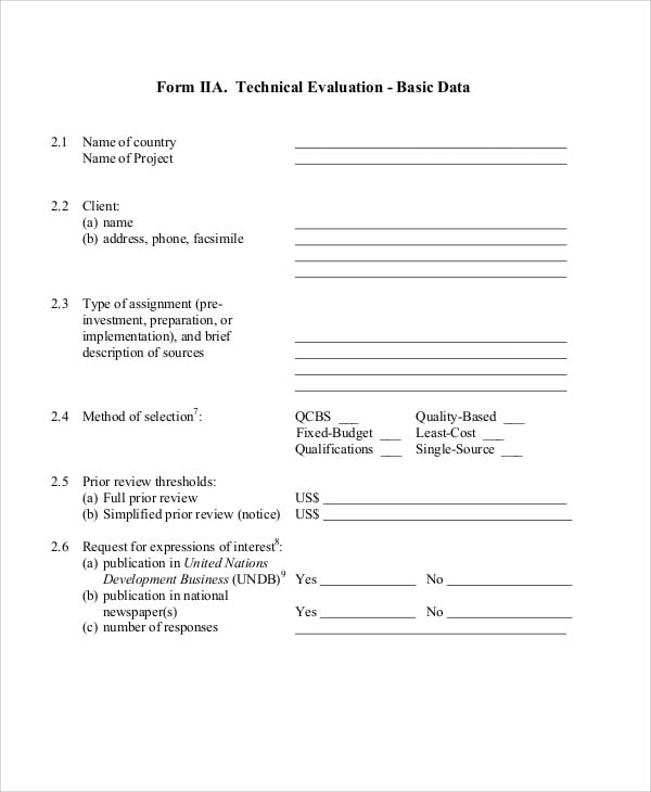 Template For Evaluation Report
