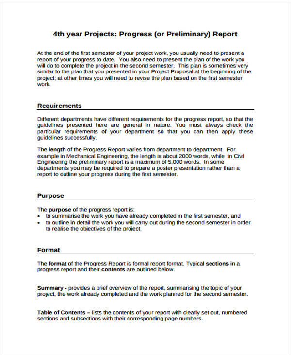 dissertation progress report sample