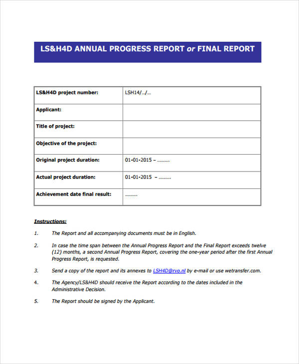 annual progress report