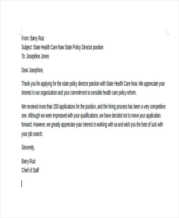 How To Write A Response An Employment Rejection Letter Sample Food Ideas