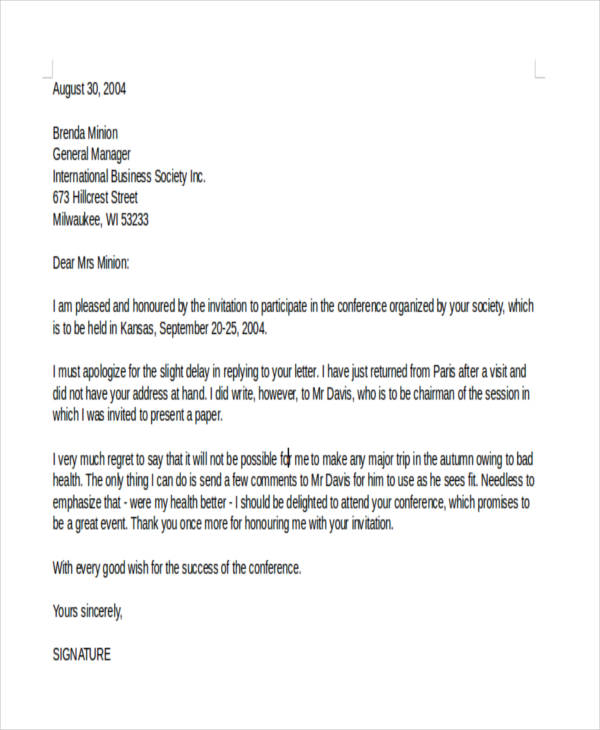 invitation rejection letter