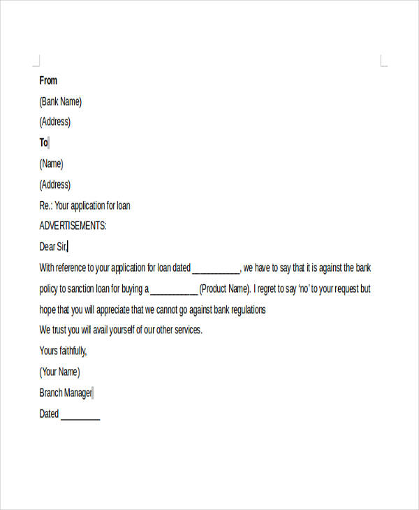 37 Rejection Letter Sample