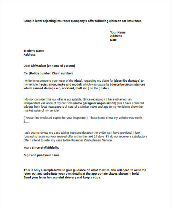 Letter Denying Claim For Damages For Your Needs Letter Template 