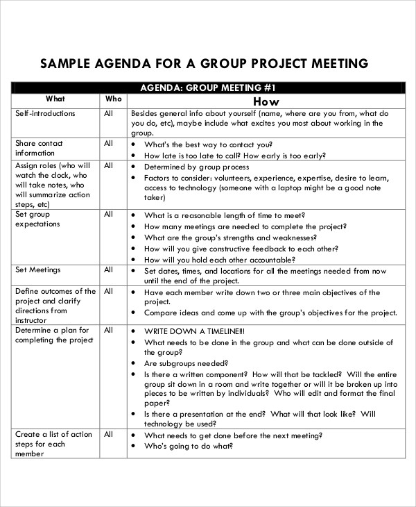 Project Agenda Templates 9+ Free Word, PDF Format Download