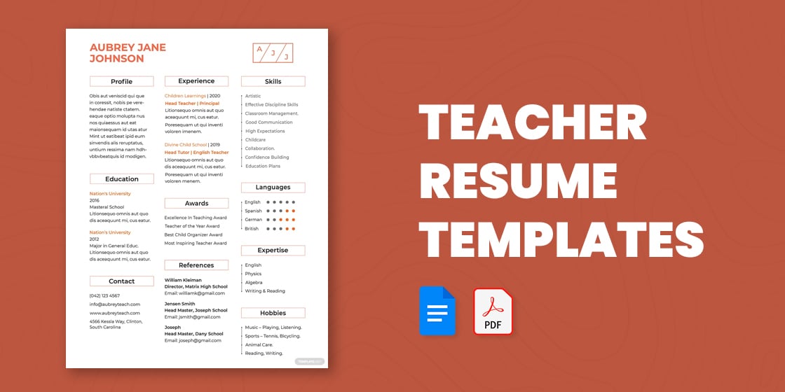 resume format for school teacher doc