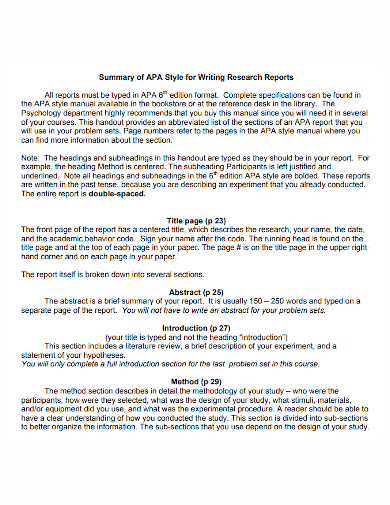 science research report template