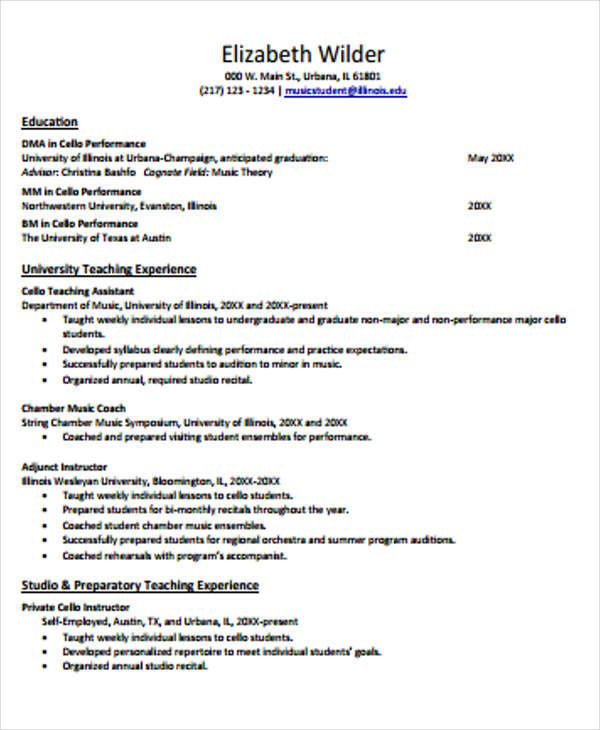 14+ Sample Teaching Curriculum Vitae Templates - PDF, DOC