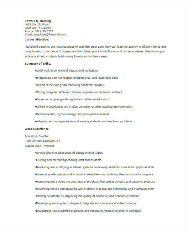 28+ Academic Curriculum Vitae Templates - PDF, DOC