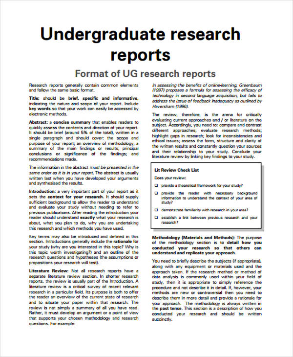 research report layout