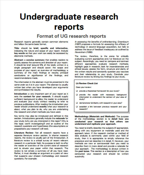 research study report template