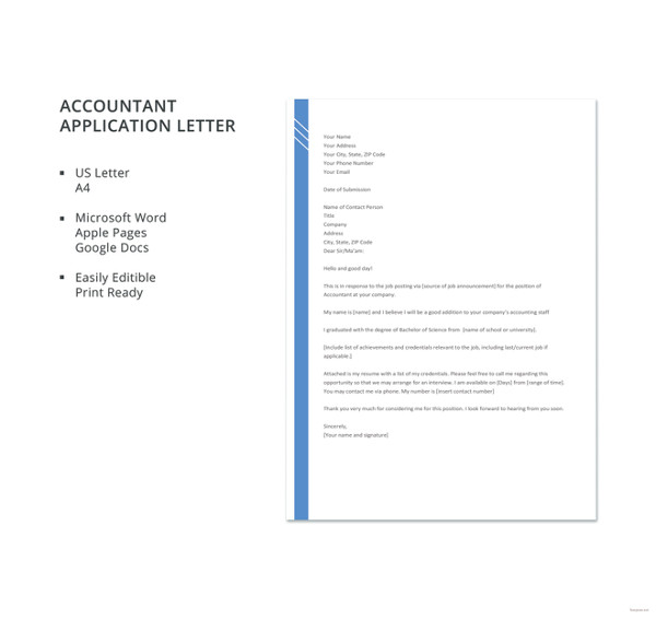 12+ Job Application Letter Templates For Accountant - Word, PDF | Free & Premium Templates